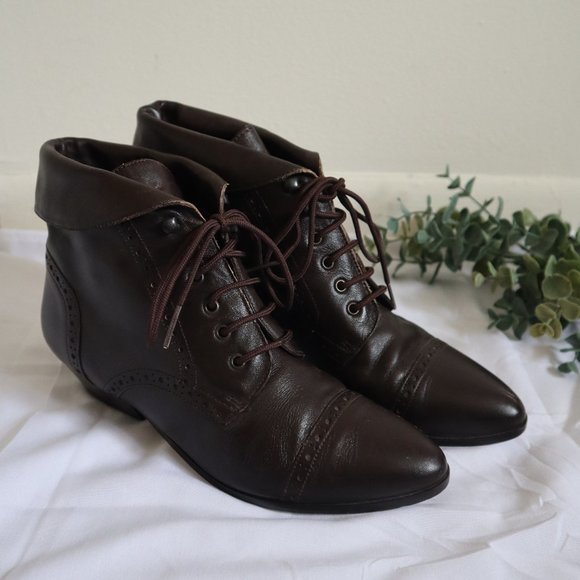 MAINFRAME Vintage 80s Ankle Boots Brown Size 7 - Picture 1 of 5
